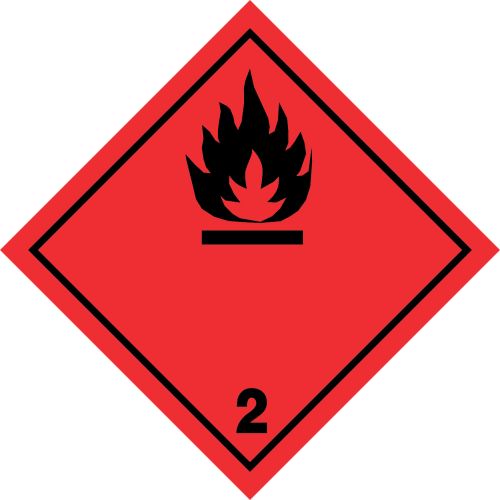 Nálepka ADR "Horľavé plyny 2" symbol čierny oheň
