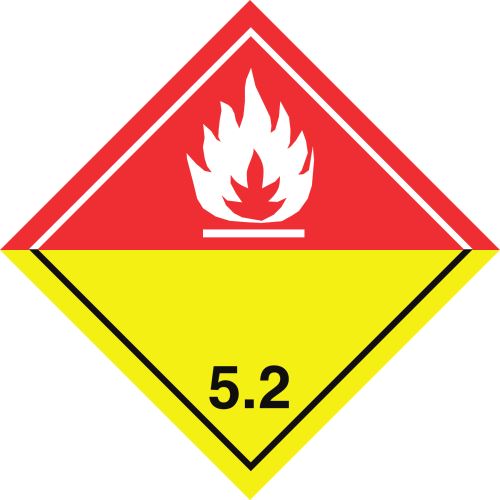 Nálepka ADR "Organické peroxidy 5.2" symbol biely oheň